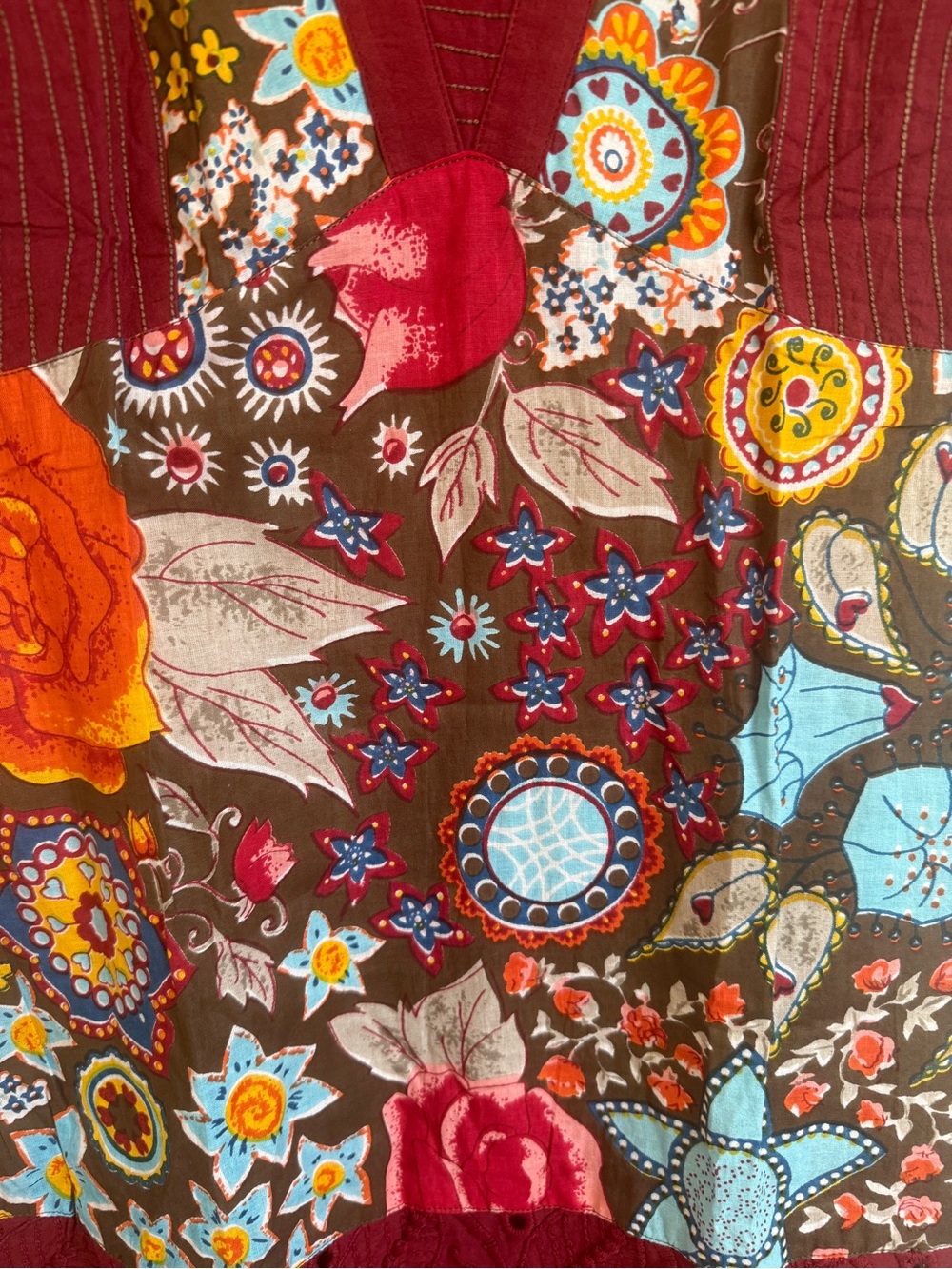 Free Bird Patchwork Boho Tunic Dress – 100% Cotton (Made in India) Floral Large - Picture 4 of 7
